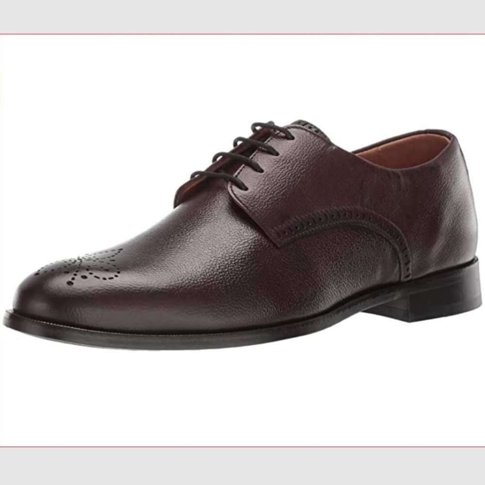 MARC JOSEPH NEW YORK Men's Leather Oxford Lace-up Wingtip Dress Shoe Wine US 10